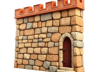 Medieval Stone Wall model pack Low-poly 3D model purchase