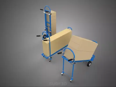 3 IN 1 CONVERTIBLE TROLLEY CART DOLLY HAND TRUCK CARDBOARD BOXES 3D model