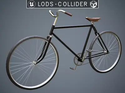Vintage Bicycle Black - Updated for 2021 Low-poly 3D model