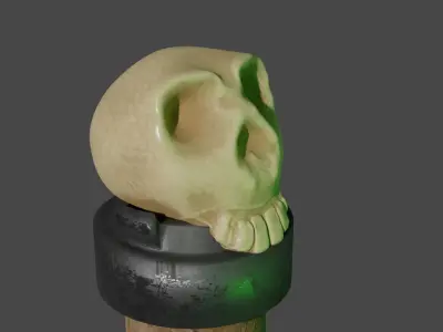 Magic Ax with Skull Low-poly 3D model