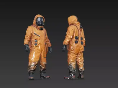 Post-Apocalyptic Hazmat Suit Character  Game Ready Survival Gear 3D model