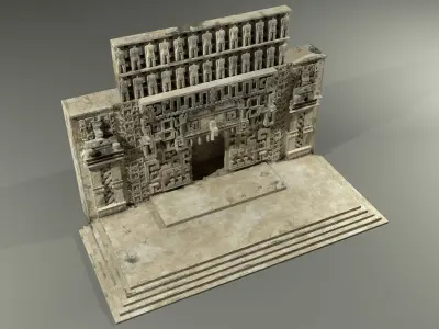 Mayan Building Hochob Low Poly PBR Low-poly 3D model