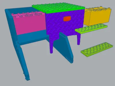Semi truck battery box with steps 3D print model