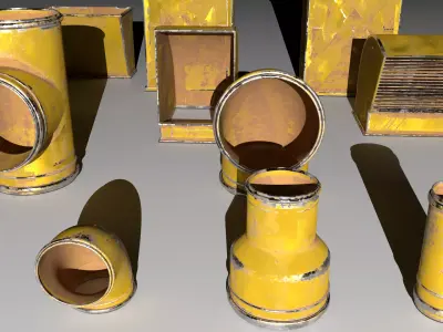Air vent duct set Low-poly 3D model