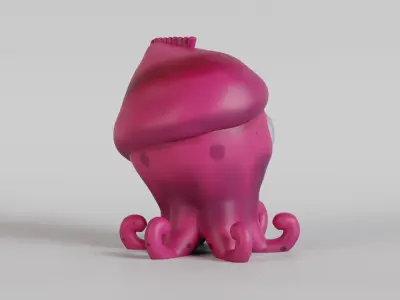 Adorable Cartoon Style Squid Character 3D print model