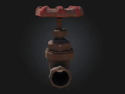 Rustic Valve Handle  Industrial Charm with Timeworn Character 3D model