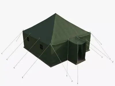 Military tent Low-poly 3D model 2