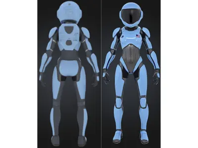 Female Astronaut Exosuit Space Low-poly 3D model