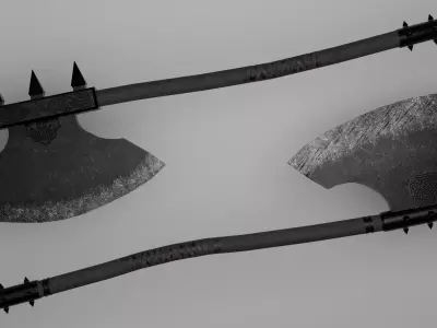 Twin axes Low-poly 3D model