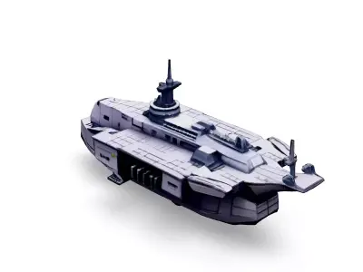 Scifi Battleship Lowpoly Game Asset Low-poly 3D model