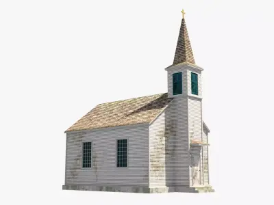White Church Low-poly 3D model
