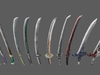 weapon Katana Low-poly 3D model