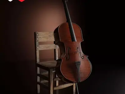Violin cello 3D model with blender and substance painter Low-poly 3D model
