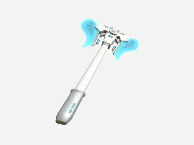SciFi War Axe B02 White Blue - Sci Fi Weapon Design Low-poly 3D model