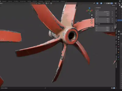 Boat paddle Watercraft propeller  stains pbr 5Pack 3D model