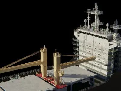 Cargo Ship with Container Cranes 3D model