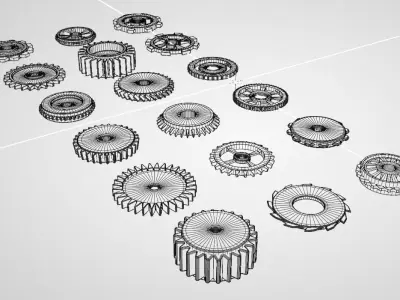 Cog Gear Clockwork Machinery Collection - 18 Pieces Low-poly 3D model
