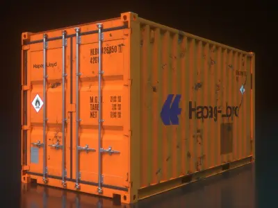 Shipping Container 16foot Rigged Low-poly 3D model