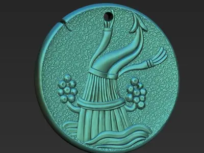 Zodiaque medal  Aquarius 3D print model
