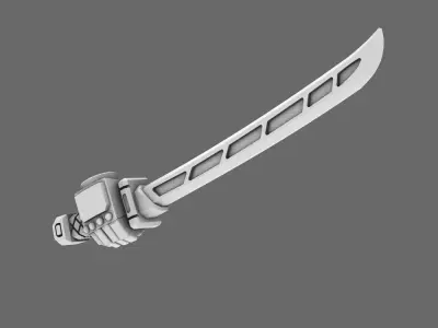 Cyber Samurai Techno Katana Type A RIGHT 3D print model