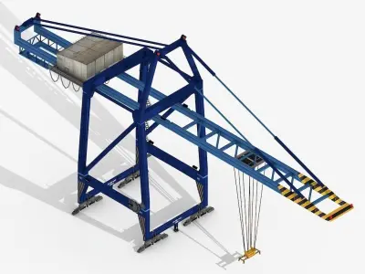 Collection of Cargo Port Harbor Cranes  Low-poly 3D model