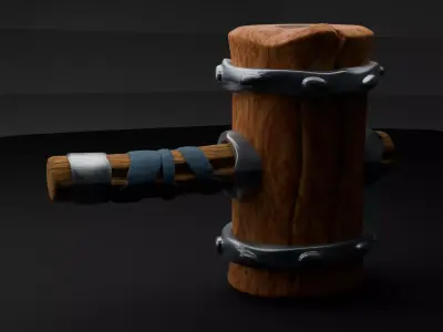 Medieval Wooden Hammer 3D model