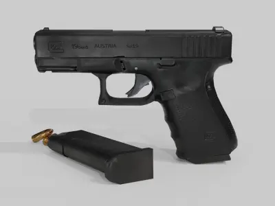 Glock 19 lowpoly Low-poly 3D model
