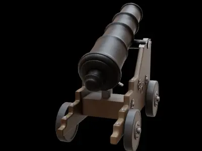 Old Naval Cannon War  Low-poly 3D model