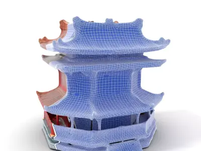 Classic Red Pagoda model pack Low-poly 3D model