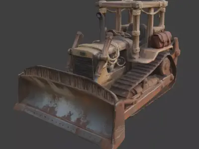 Post-Apocalyptic Desert Bulldozer 3d Low-poly 3D model