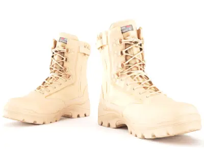 Military boots of color sand 15 Low-poly 3D model