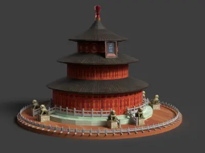 Chinese  ancient tower 3D  Low-poly 3D model