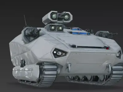 Sci-Fi Battlefield Tank PBR 3D Model Low-poly 3D model