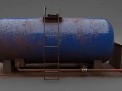 Abandoned Liquid Storage Low-poly 3D model