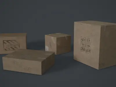 Cardboards Low Poly Game Ready cardboard box Low-poly 3D model
