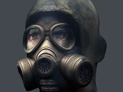 Gas mask helmet 3d model military combat Low-poly Low-poly 3D model shop