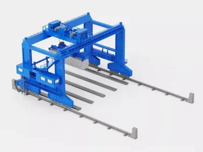 Industrial Port Gantry Crane And Container Handling System 3D model