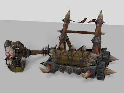 Stylized Medieval Catapult Low-poly 3D model
