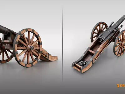 Medieval Bombard Cannon- Siege Weapons Low-poly 3D model