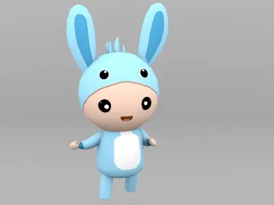 Chibi Rabbit Animated For Games Free low-poly 3D model