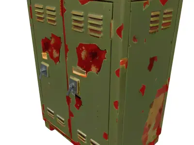Distressed Industrial Metal Locker Low-poly 3D model