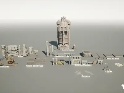 Dwarven Dungeon Environment  Low-poly 3D model