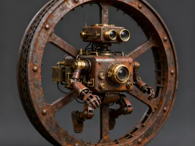 Steam Roller Mono-Wheel Scout 3D Model Low-poly 3D model