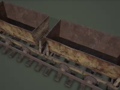Mine Trolley PBR Low-poly 3D model
