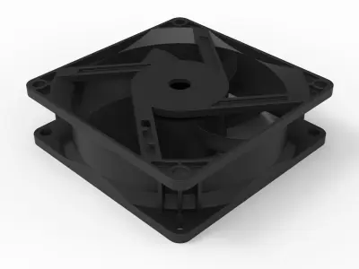 Computer Cooling Fan Case with Fan Blade 3D print model