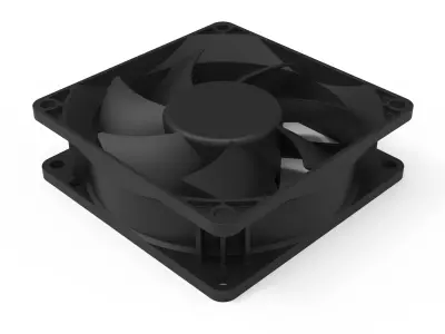 Computer Cooling Fan Case with Fan Blade 3D print model