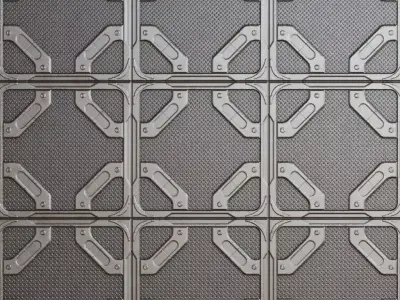 Sci-Fi Reinforced Metal Floor Plate PBR Seamless Texture