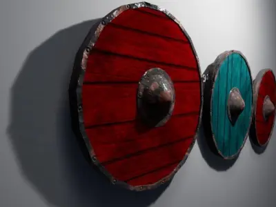 Decorative Round Shield Low-poly 3D model