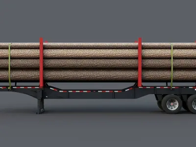 Timber Trailer Low-poly 3D model