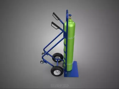 PORTABLE MEDICAL OXYGEN BOTTLE CYLINDER HAND TRUCK TROLLEY CART 3D model